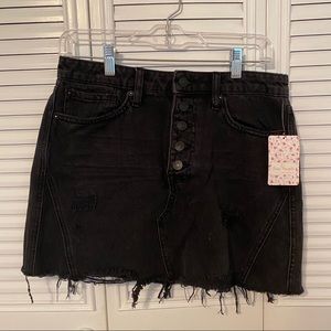 NWT • Free People • Rainn • Black Denim Skirt • Sz 28